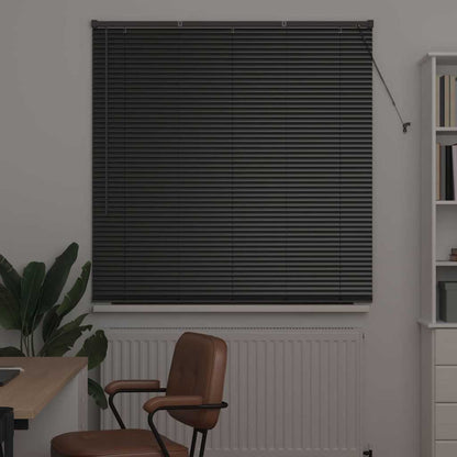 Persiana de Janela com cortinas Manual Preto Alumínio