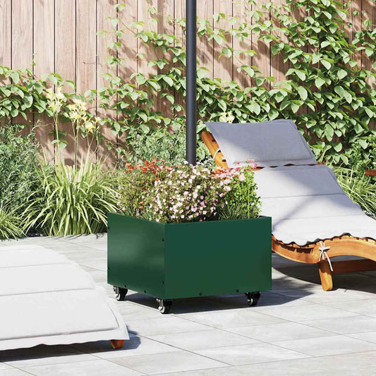 Base de Parasol com Plantador Verde 45 x 45 x 45 cm Aço