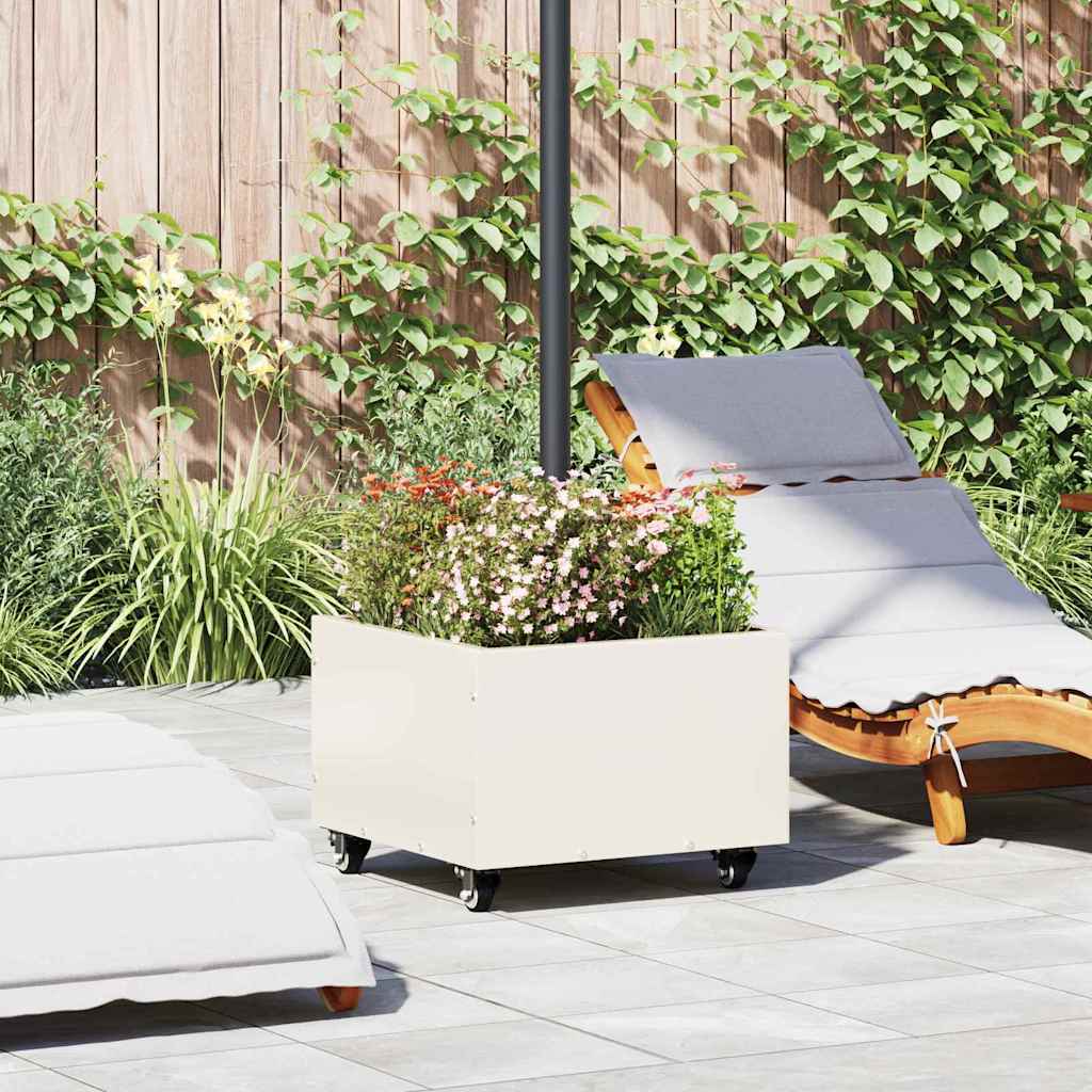 Base de Parasol com Plantador Branco 45 x 45 x 45 cm Aço