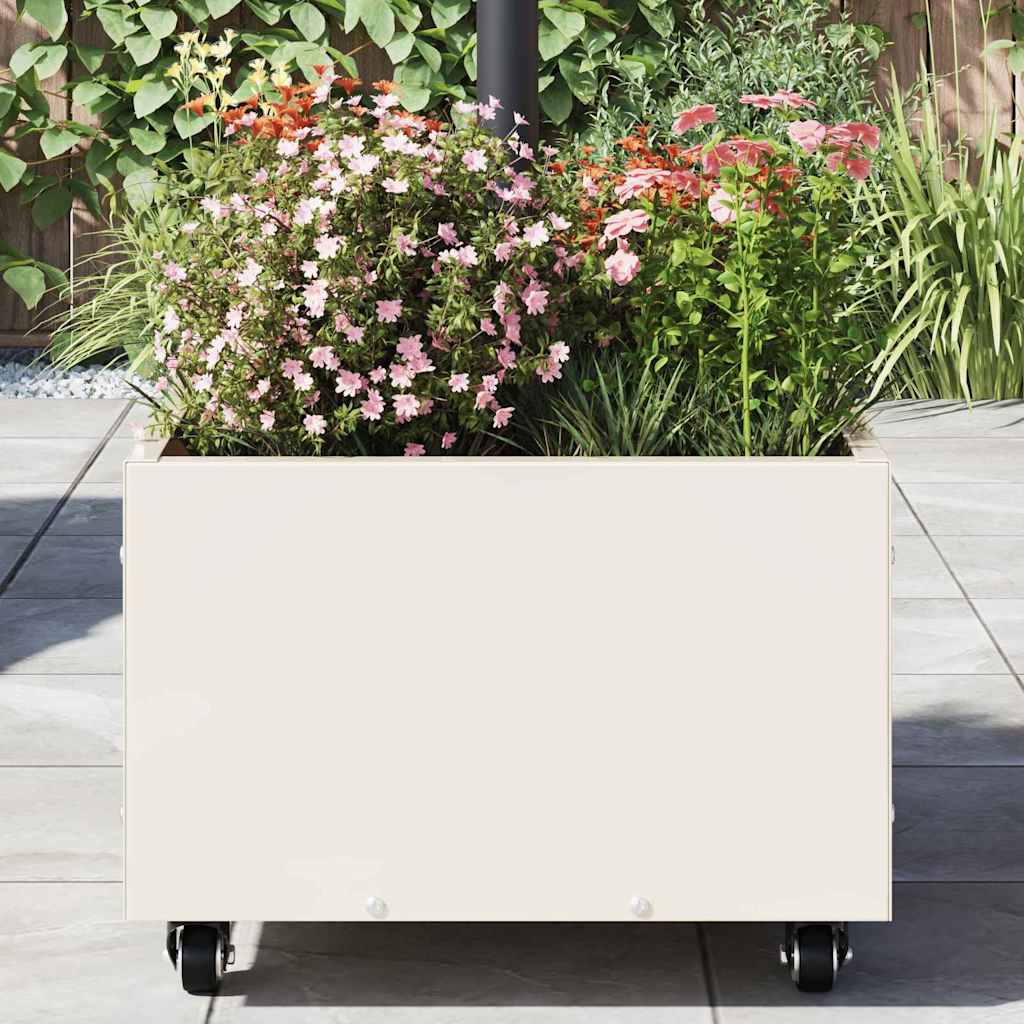 Base de Parasol com Plantador Branco 45 x 45 x 45 cm Aço