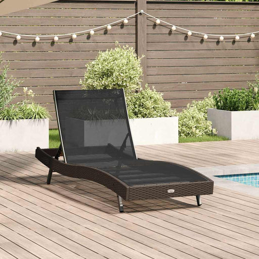 Espreguiçadeira 70 x 197 x 82 cm Rattan Poliéster, Metal