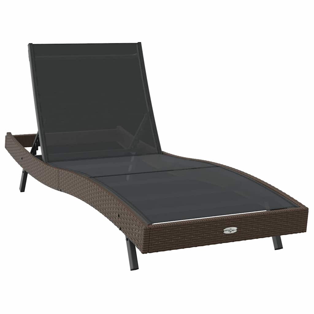 Espreguiçadeira 70 x 197 x 82 cm Rattan Poliéster, Metal