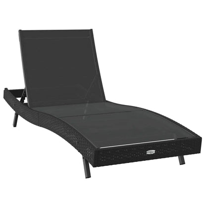 Espreguiçadeira Preto 70 x 197 x 82 cm Rattan Sintético e Metal