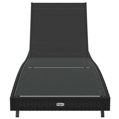 Espreguiçadeira Preto 70 x 197 x 82 cm Rattan Sintético e Metal
