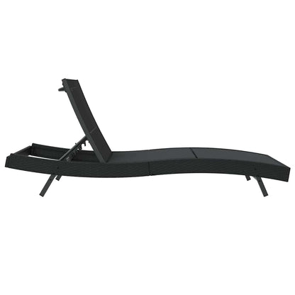 Espreguiçadeira Preto 70 x 197 x 82 cm Rattan Sintético e Metal
