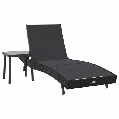 Espreguiçadeira com Mesa 2 pcs Preto 40 x 40 x 40.5 cm vime PE