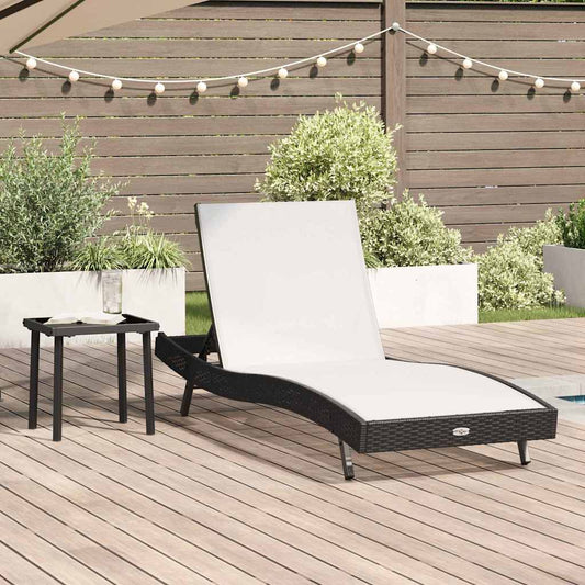 Espreguiçadeira com Mesa 2 pcs Preto, Branco 40 x 40 x 40,5 cm