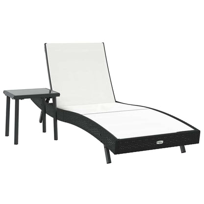 Espreguiçadeira com Mesa 2 pcs Preto, Branco 40 x 40 x 40,5 cm