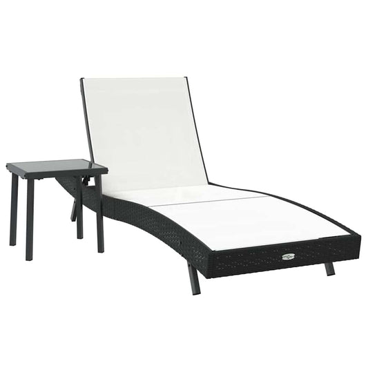 Espreguiçadeira com Mesa 2 pcs Preto, Branco 40 x 40 x 40,5 cm