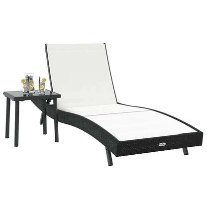 Espreguiçadeira com Mesa 2 pcs Preto, Branco 40 x 40 x 40,5 cm