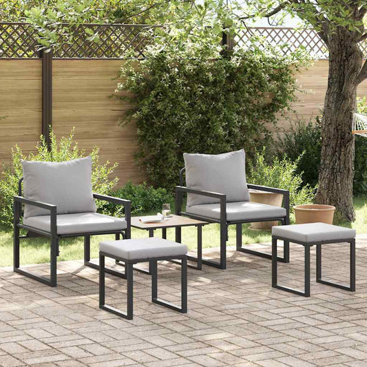 Conjunto de Sofá de Jardim 4 pcs Preto 61 x 72,5 x 71 cm Aço