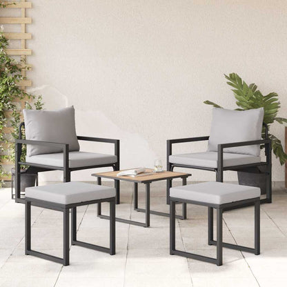 Conjunto de Sofá de Jardim 4 pcs Preto 61 x 72,5 x 71 cm Aço