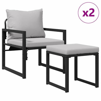 Conjunto de Sofá de Jardim 4 pcs Preto 61 x 72,5 x 71 cm Aço