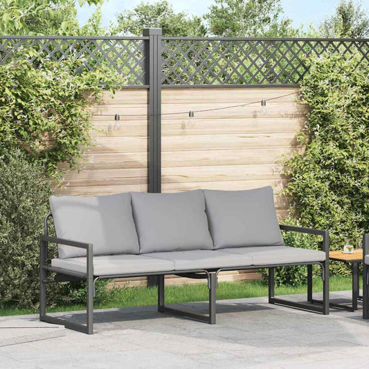Móveis de Jardim com almofada Preto 180 x 72.5 x 71 cm Aço