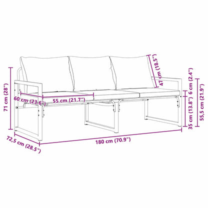 Móveis de Jardim com almofada Preto 180 x 72.5 x 71 cm Aço