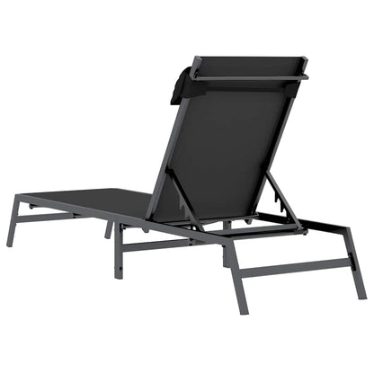 Espreguiçadeira 1-pessoa Preto 197 x 54 x 86 cm Aço e textileno