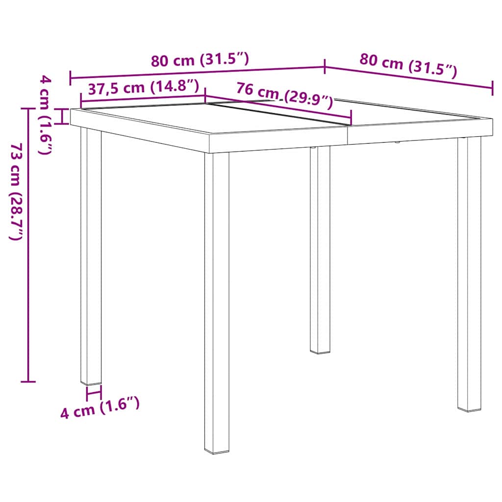 Mesa de Jardim Preto 80 x 80 x 73 cm Metal
