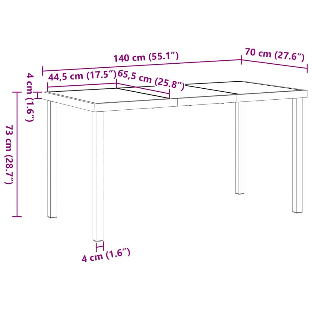Mesa de Jardim Preto 140 x 80 x 73 cm Metal
