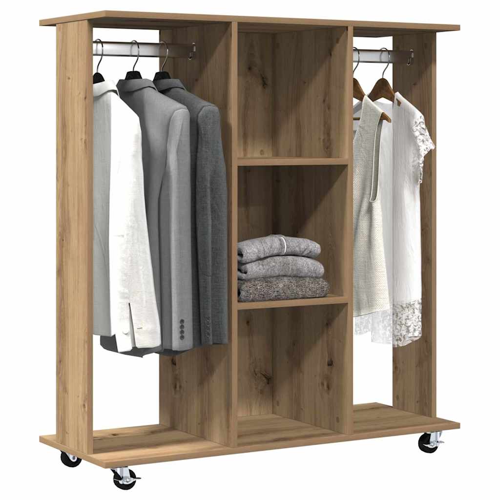 Guarda-roupa com roda carvalho artisiano 102 x 38 x 110 cm