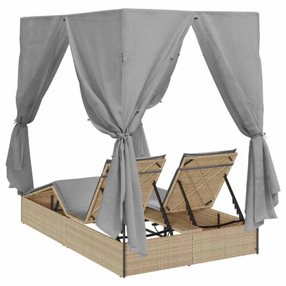 Espreguiçadeira Dupla com Cobertura Bege 205 x 129 x 200 cm