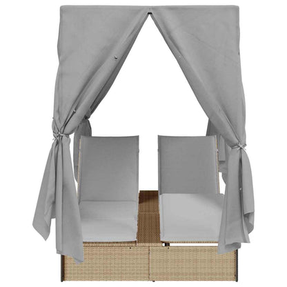 Espreguiçadeira Dupla com Cobertura Bege 205 x 129 x 200 cm