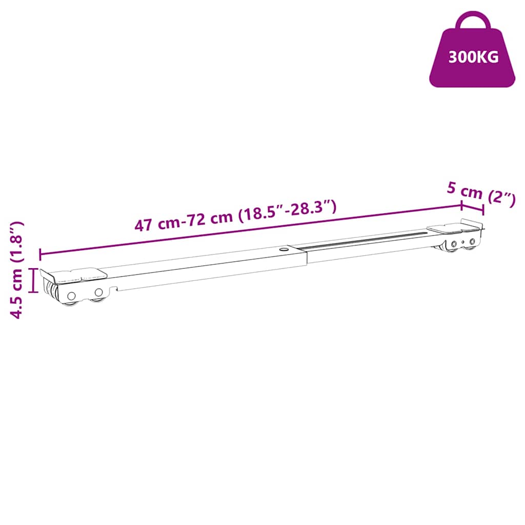 Base para máquina de lavar roupa 2 pcs Prateado 72 x 5 x 4,5 cm