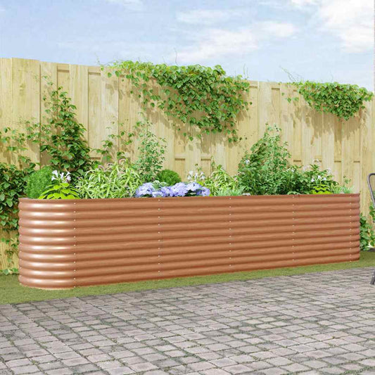 Canteiro de jardim elevado Castanho 400 x 80 x 81 cm Aço