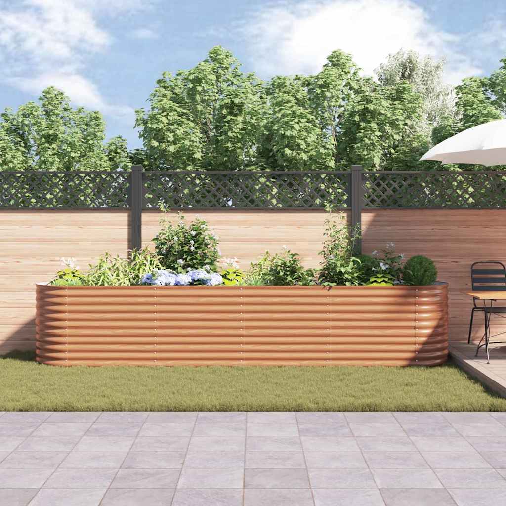 Canteiro de jardim elevado Castanho 400 x 80 x 81 cm Aço