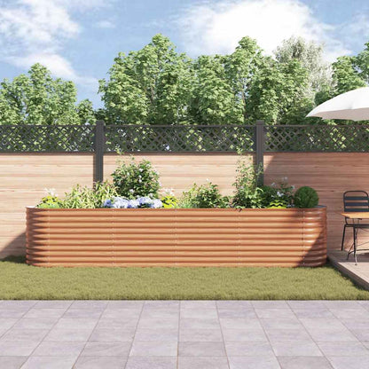 Canteiro de jardim elevado Castanho 400 x 80 x 81 cm Aço