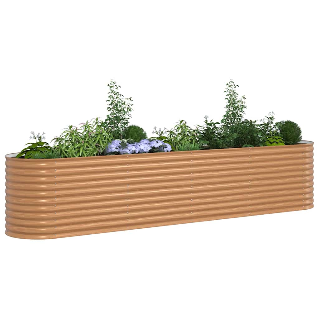 Canteiro de jardim elevado Castanho 400 x 80 x 81 cm Aço