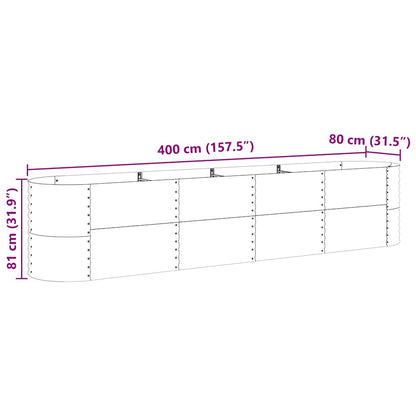 Canteiro de jardim elevado Castanho 400 x 80 x 81 cm Aço