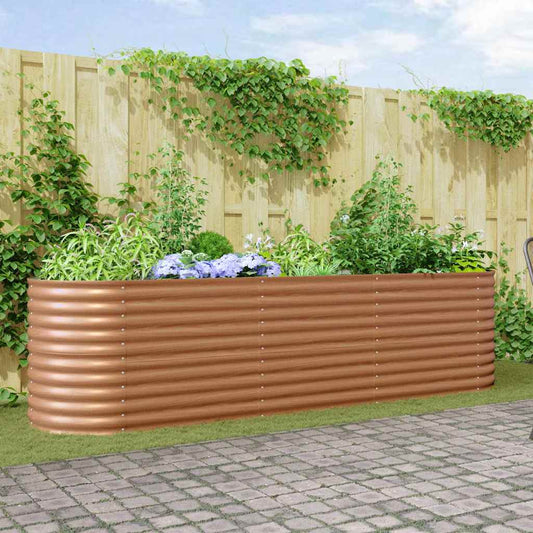 Canteiro de jardim elevado Castanho 320 x 80 x 81 cm Aço