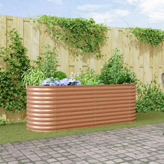 Canteiro de jardim elevado Castanho 240 x 80 x 81 cm Aço