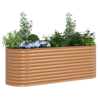 Canteiro de jardim elevado Castanho 240 x 80 x 81 cm Aço