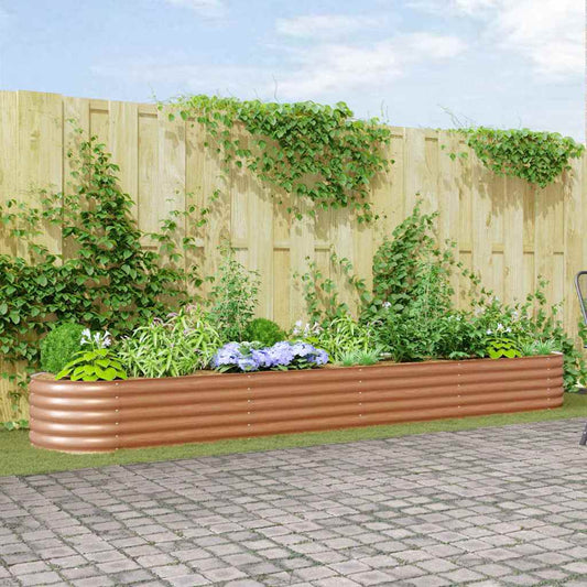 Canteiro de jardim elevado Castanho 400 x 80 x 44 cm Aço