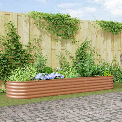 Canteiro de jardim elevado Castanho 320 x 80 x 44 cm Aço