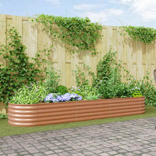 Canteiro de jardim elevado Castanho 320 x 80 x 44 cm Aço