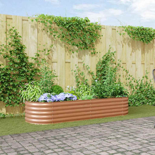 Canteiro de jardim elevado Castanho 240 x 80 x 44 cm Aço