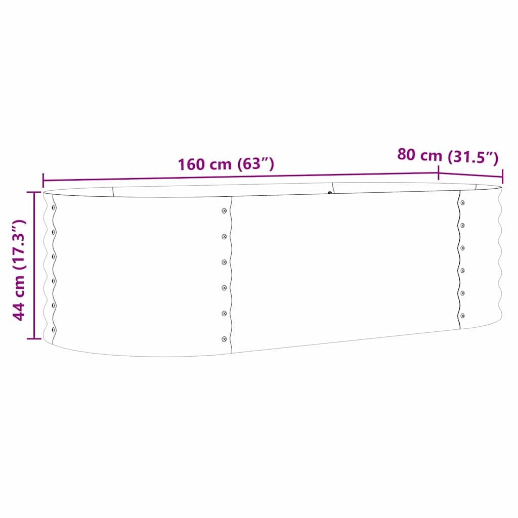 Canteiro de jardim elevado Castanho 160 x 80 x 44 cm Aço