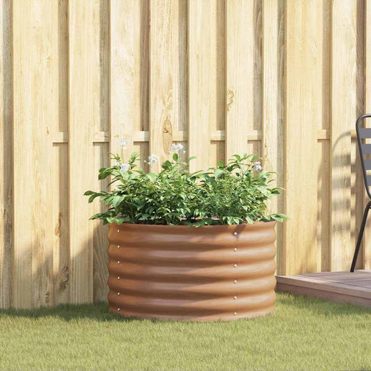 Canteiro de jardim elevado Castanho 80 x 80 x 44 cm Aço