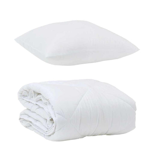 Edredom com Travesseiro com travesseiro 2 pcs Branco Microfibra