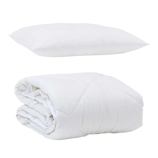 Edredom com Travesseiro com travesseiro 2 pcs Branco Microfibra