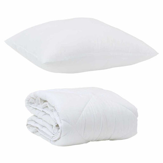 Edredom com Travesseiro com travesseiro 2 pcs Branco Microfibra