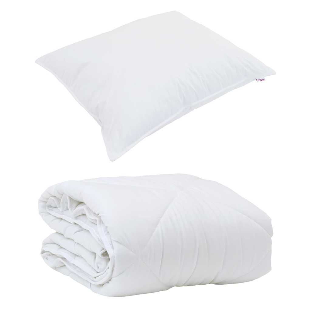 Edredom com Travesseiro com travesseiro 2 pcs Branco Microfibra