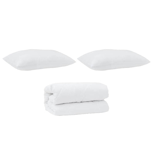 Edredom com Travesseiro com travesseiro 2 pcs Branco Microfibra