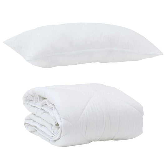 Edredom com Travesseiro com travesseiro 2 pcs Branco Microfibra