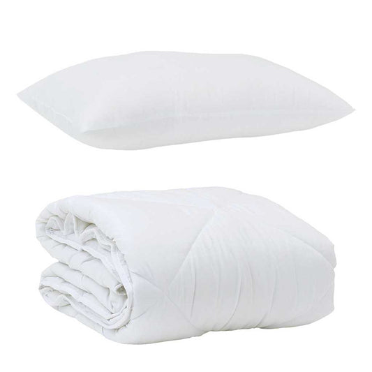 Edredom com Travesseiro com travesseiro 2 pcs Branco Microfibra