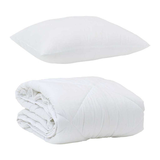 Edredom com Travesseiro com travesseiro 2 pcs Branco Microfibra