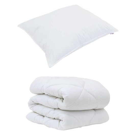 Edredom com Travesseiro com travesseiro 2 pcs Branco Microfibra