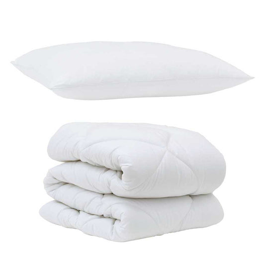 Edredom com Travesseiro com travesseiro 2 pcs Branco Microfibra